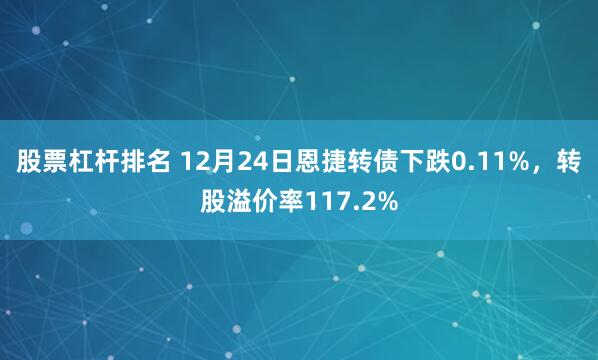 股票杠杆排名 12月24日恩捷转债下跌0.11%，转股溢价率117.2%