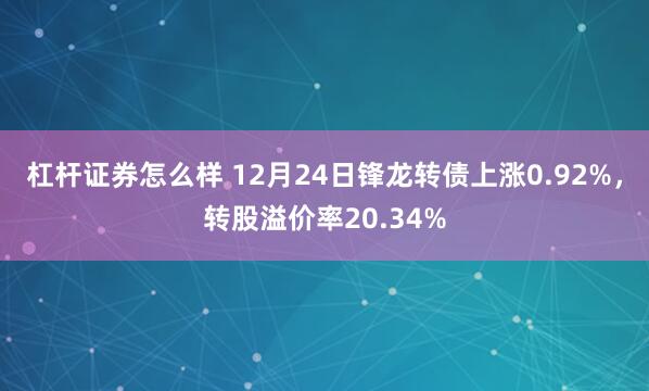 杠杆证券怎么样 12月24日锋龙转债上涨0.92%，转股溢价率20.34%