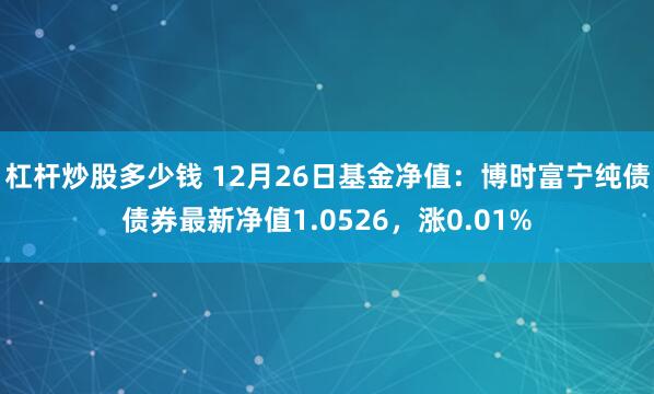 杠杆炒股多少钱 12月26日基金净值：博时富宁纯债债券最新净值1.0526，涨0.01%