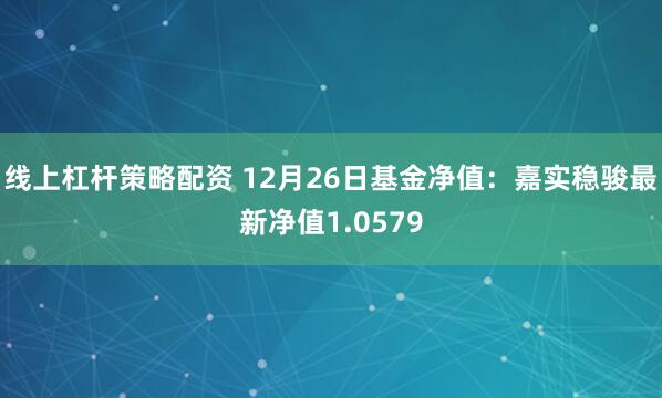 线上杠杆策略配资 12月26日基金净值：嘉实稳骏最新净值1.0579