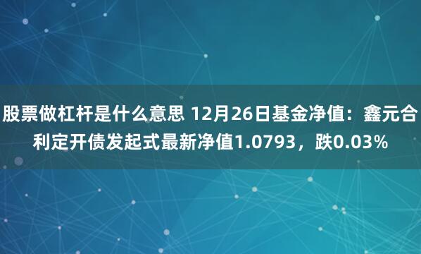 股票做杠杆是什么意思 12月26日基金净值：鑫元合利定开债发起式最新净值1.0793，跌0.03%