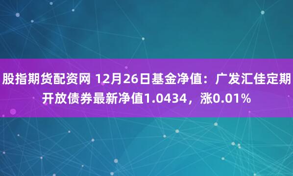 股指期货配资网 12月26日基金净值：广发汇佳定期开放债券最新净值1.0434，涨0.01%