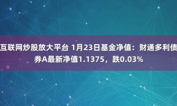 互联网炒股放大平台 1月23日基金净值：财通多利债券A最新净值1.1375，跌0.03%