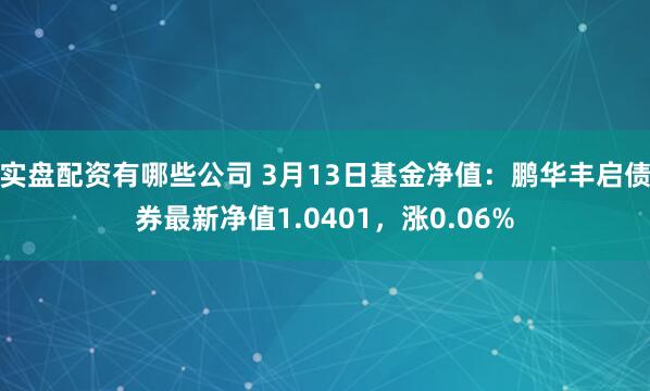 实盘配资有哪些公司 3月13日基金净值：鹏华丰启债券最新净值1.0401，涨0.06%