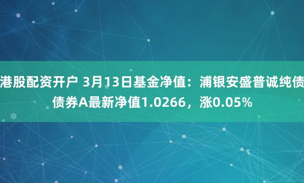 港股配资开户 3月13日基金净值：浦银安盛普诚纯债债券A最新净值1.0266，涨0.05%